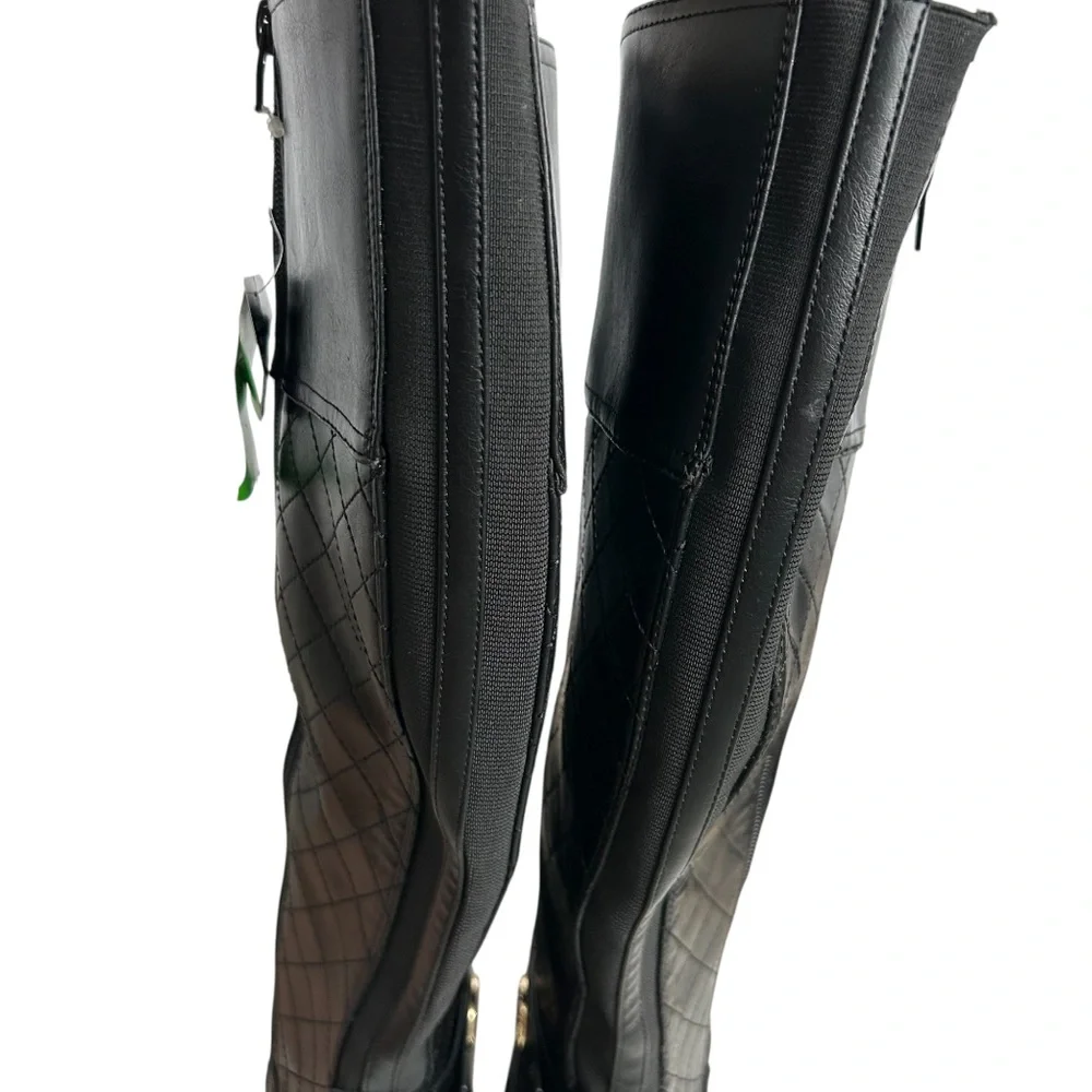LIZ CLAIBORNE Women’s Torino Riding‎ Boot Memory Foam Wide Calf Zipper Black 11W